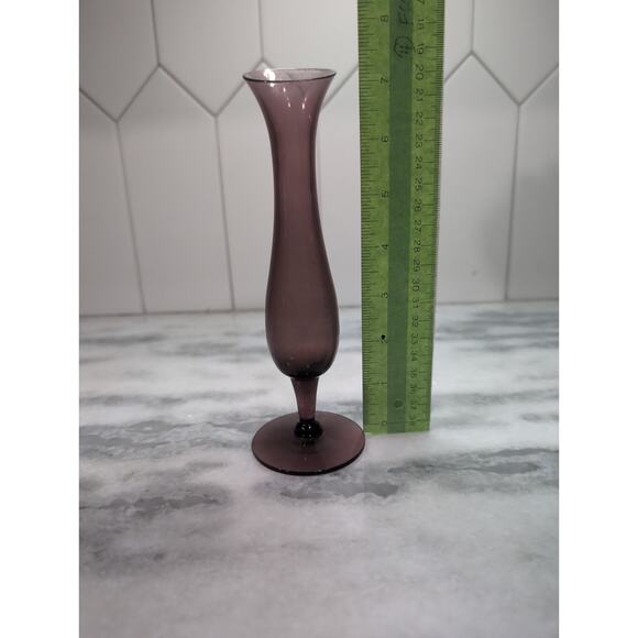Amethyst Purple Glass Vase, Pedestal Base, 7.75", Vintage Bud Vase, Home Decor - Picture 8 of 10